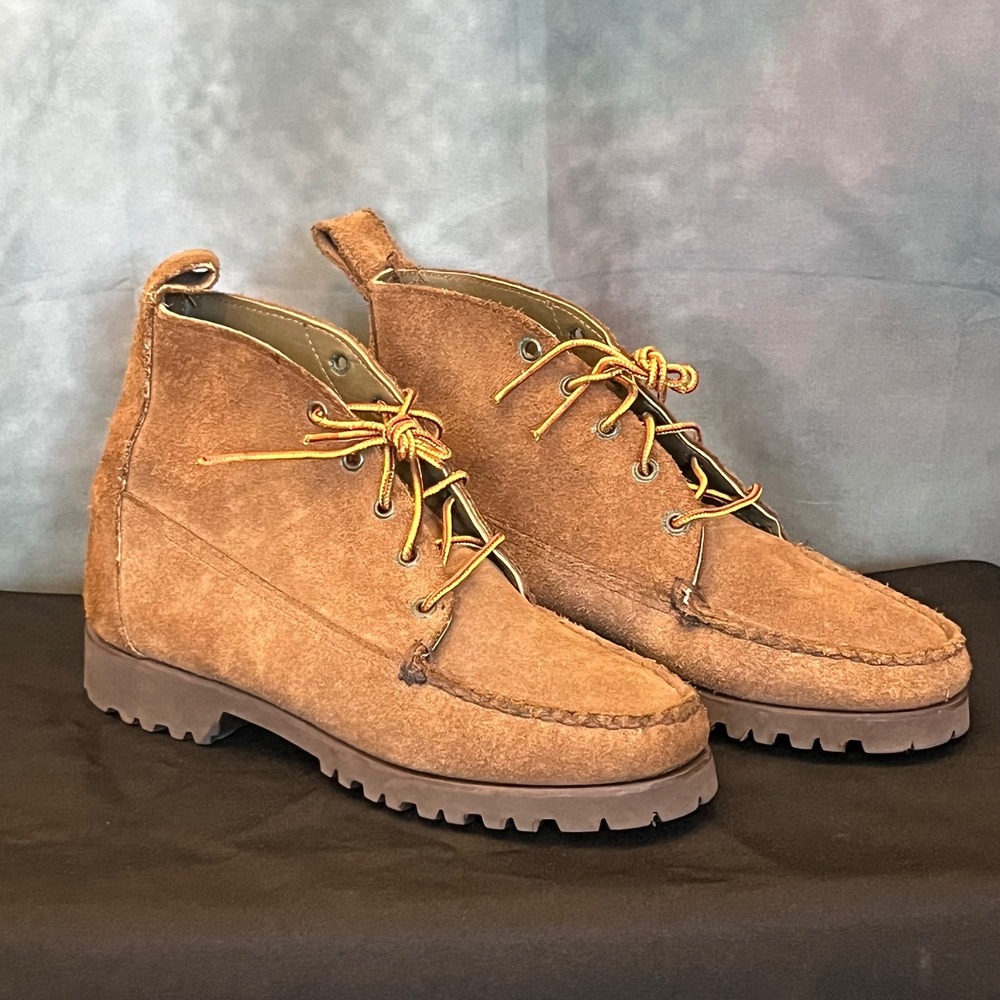 Buffalo Creek Suede‎ Lace Up Ankle Moc Toe Boots Women 8 Vibram Sole Made USA